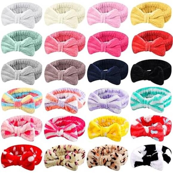 WILLBOND 24 Pack Spa Headband Bow Hair Band Facial Makeup Headband 24 Styles - Picture 8 of 8